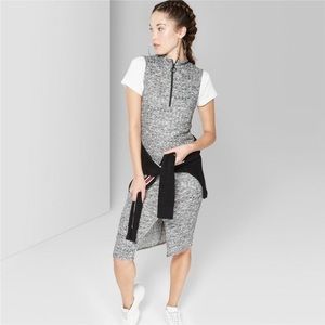 Wild Fable Gray Mock Neck Zip Up Midi Dress